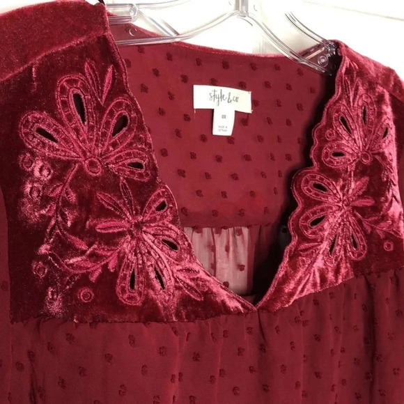 STYLE & Co. Swiss Dot Blouse With Cami - Picture 2 of 7